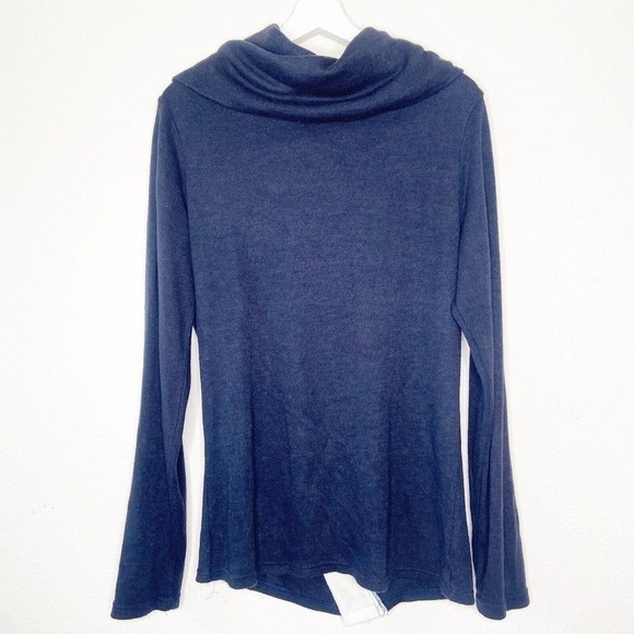 H2H Asymmetrical Cowl Neck Zipper Detail Navy Sweater Sz M - Picture 7 of 10